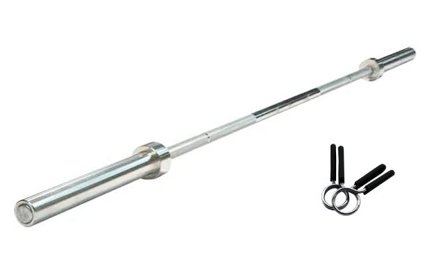 FIGHTAM Langhantel-Stange mit Schnell-Federverschlüssen 120/160/182 cm | Standardnorm | verchromt | Scheibenaufnahme 30 mm