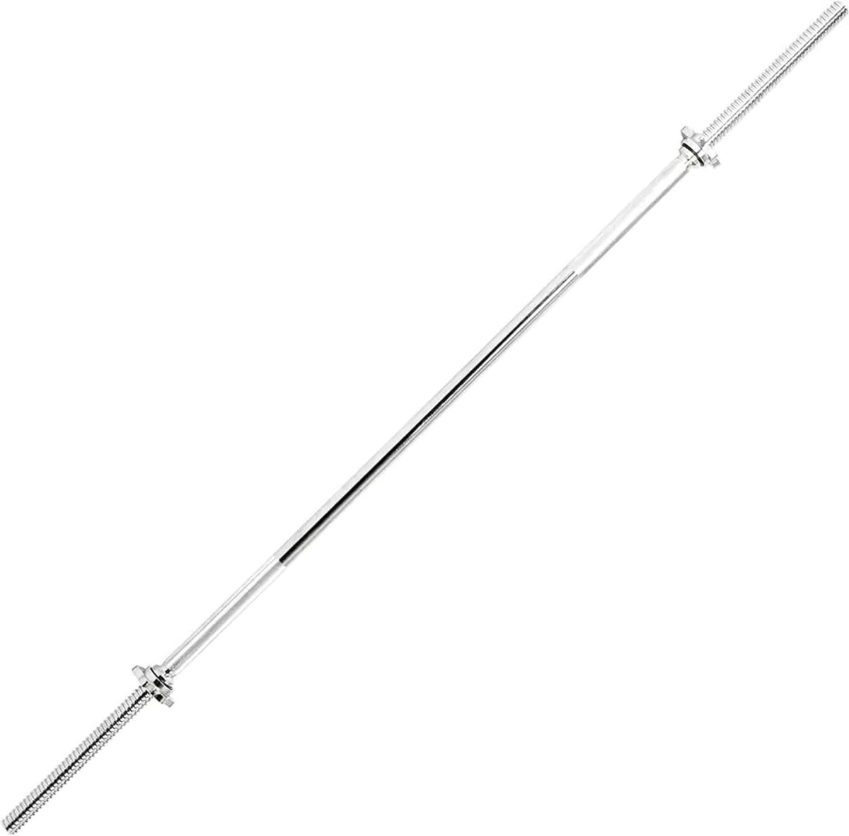 FIGHTAM Langhantel-Stange mit Sternverschlüssen 120/160/182 cm | verchromt | Scheibenaufnahme 30mm