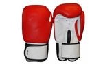 FIGHTAM Boxhandschuhe rot/weiß | aus Echtem Leder | Kampfsport Boxen Muay Thai Kickboxen Sparring Kickboxhandschuhe MMA