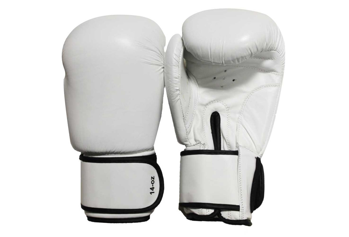FIGHTAM Boxhandschuhe weiß | aus Echtem Leder | Kampfsport Boxen Muay Thai Kickboxen Sparring Kickboxhandschuhe MMA