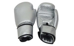 FIGHTAM Boxhandschuhe silber | aus Kunstleder | Kampfsport Boxen Muay Thai Kickboxen Sparring Kickboxhandschuhe MMA