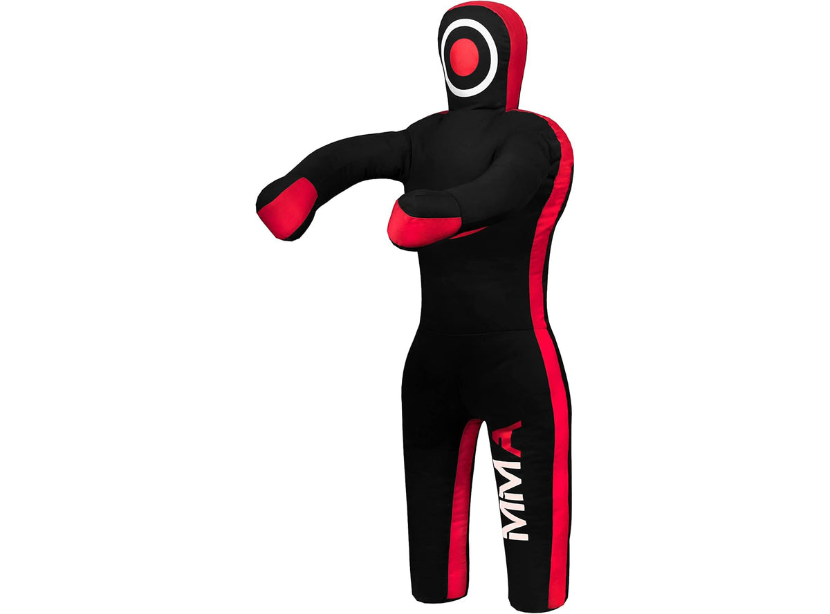 Lisaro Judo Trainings-Dummy Canvas | 130/145/160/170cm | UNGEFÜLLT | Kampfsport-Dummies | schwarz/rot | Grappling-Dummy | RTX, MMA, Judo, Grappling, Brazilian BJJ, Jiu Jitsu, Wrestling, Martial Arts, Kampfsport