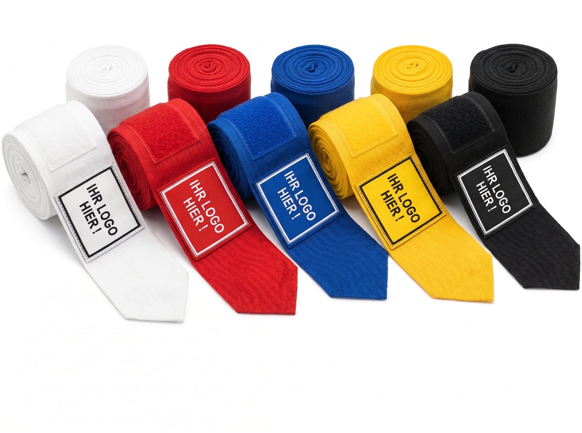 Boxbandagen mit Ihrem individuellen Logo 250cm oder 450cm (Mindestbestellmenge 25 Stück)