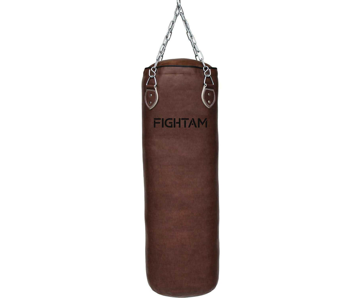 FIGHTAM Profi Boxsack Sandsack braun Retro Vintage Style gefüllt 120cm