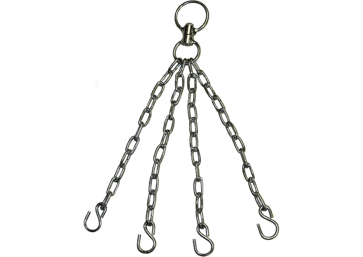 FIGHTAM Premium 4-Punkt Stahlkette | 360° Rotation | Sandsack-Kette / Boxsack-Kette | Stahlkette für Boxsäcke & Maisbirnen | verchromte Boxsackaufhängung | belastbar bis zu 100 kg