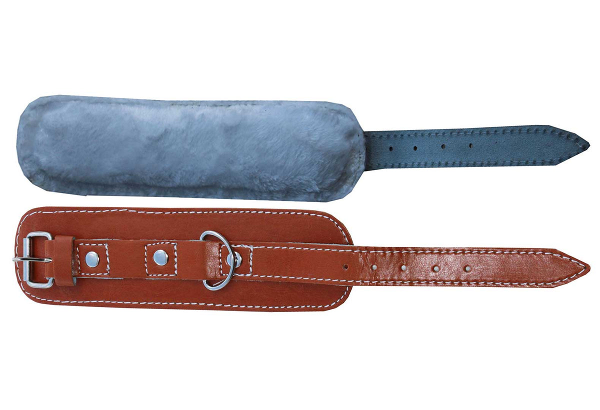 FIGHTAM Fußschlaufe aus Spalt-Leder braun | verstellbar | extra weich gepolstert | für Kabel-Zugübungen | Lieferung pro Stück