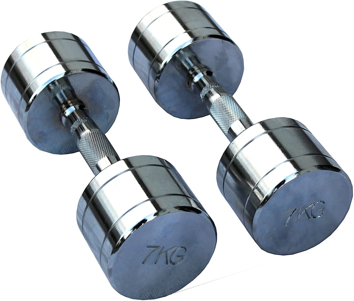 FIGHTAM Chrom Kurzhantel 2er-Set (Paar) | Gerändelt | ergonomischer Chrom-Griff | 1-10 kg