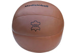 FitOlymp Medizinball Pro Echt-Leder braun | Profi-Qualität | Vintage (Retro-Look) | Gymnastikball | Gewichtsball | Slamball | 1 – 5 kg