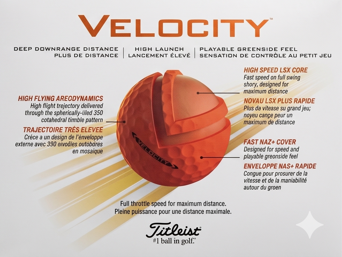 Titleist Velocity Golfbälle Mattorange / Matte Orange (12 Stück)