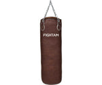 FIGHTAM Profi Boxsack/Sandsack 120cm braun - Vintage Edel Style | ca. 35-38kg | GEFÜLLT | Vinyl Kunstleder | inkl. 4-Punkt - Stahlkette