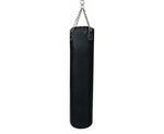 FIGHTAM Profi Boxsack/Sandsack 120cm schwarz | UNGEFÜLLT | inkl. Vierpunkt - Stahlkette | Material Vinyl (Kunstleder)