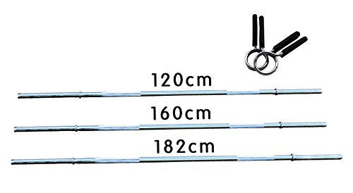 FIGHTAM Langhantel-Stange mit Schnell-Federverschlüssen 120/160/182 cm | Standardnorm | verchromt | Scheibenaufnahme 30 mm